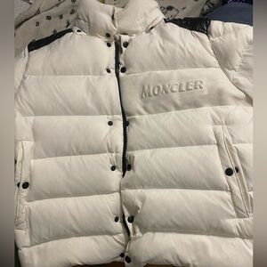 moncler white and black puffer coat